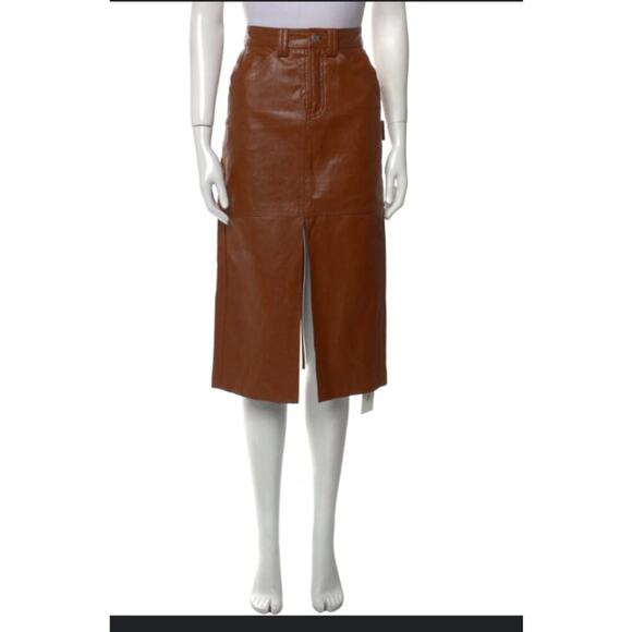 A.L.C. Vegan  Leather Pencil Skirt – Chocolate Brown Size 2 NWT - Picture 6 of 6